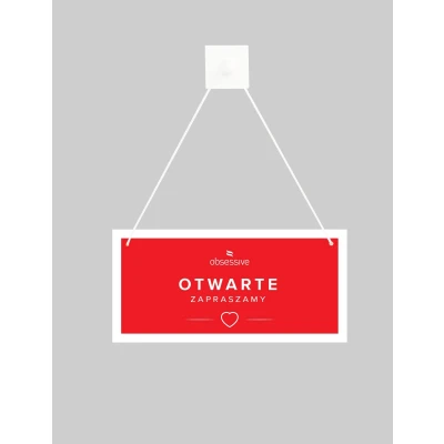 Tabliczka informacyjna OBSESSIVE "Otwarte/Zamknięte", 16x7,5cm, łatwy montaż, elegancki design