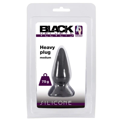 Wtyczka analna Heavy Plug M Black Velvets, silikonowa, 75g, 8,9cm długości, stożkowa