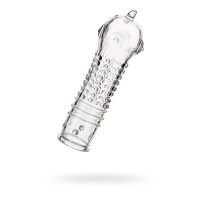 Nakładka na penisa A-Toys, TPR, przezroczysta, elastyczna, 14.7 cm