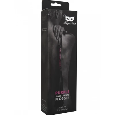Flogger skórzany - Lili - mały, fioletowy, z uchwytem o wytrzymałej konstrukcji