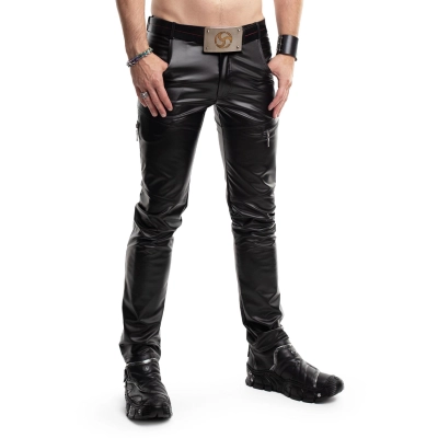 Spodnie REGNES FETISH PLANET – wetlook, obniżony stan, ozdobne zamki XL