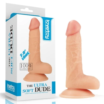 Dildo Love Toy Ultra Soft Dude 7" - 100% miękka cyber skóra, przyssawka, realistyczny design