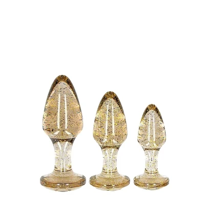 Zestaw zatyczek analnych Acrylic Goldchip - 3 rozmiary, wodoodporne, bez ftalanów