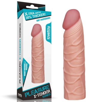 Rękaw przedłużający penis Pleasure X, 1 cal długości, realistyczny materiał TPE