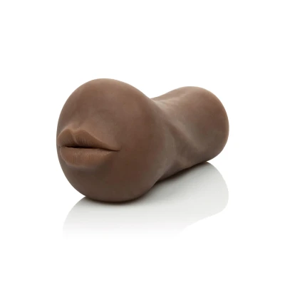 Masturbator TPR Stroke It Mouth, 17.75 cm długości, brązowy odcień skóry