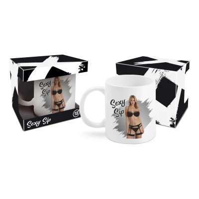 Kubek ceramiczny Sexy Sip 300ml, zmysłowy nadruk, eleganckie opakowanie prezentowe