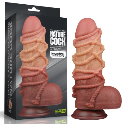 Dildo Platinum Silicone 9,5'' z przyssawką, dwuwarstwowy, realistyczny kształt