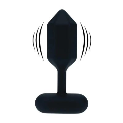 Korek analny - Heksagonalny, Wibrujący, Silikonowy, 11,7 cm, Czarne