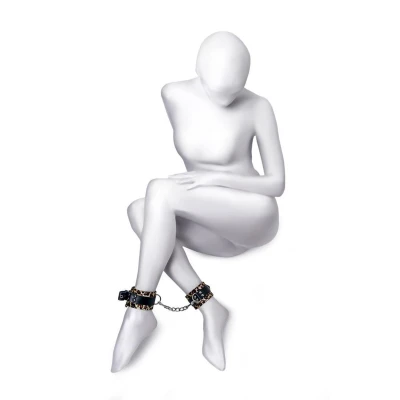 Kajdanki na Kostki Anonymo, skóra PU, nadruk, regulowane, 27 cm