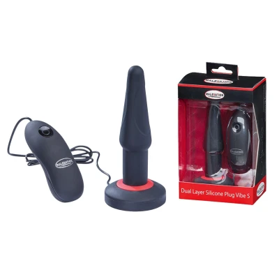 Plug analny MALESATION - Wibracje, silikon dwuwarstwowy, przyssawka, 7 trybów