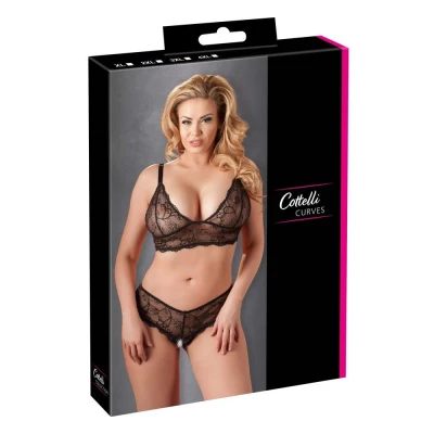 Biustonosz bez zapięcia COTTELLI LINGERIE, koronka, regulowane ramiączka, stringi XL
