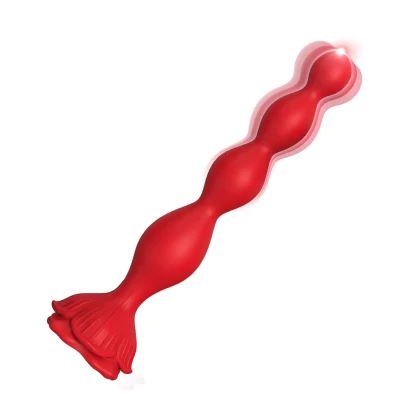 Stymulator analny, Rosestick Red - 9 funkcji wibracji, silikon medyczny, 10,2 cm