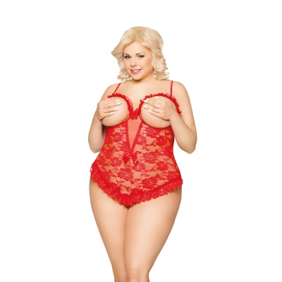 Bielizna erotyczna SOFTLINE COLLECTION Bona - Plus Size 2XL, koronkowa, tiulowa