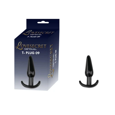Korek analny Lovesecret LS18 T-Plug 09, 12,3 cm, elastyczny TPE, stylowy czarny