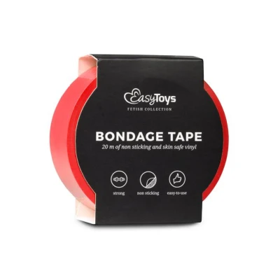 Taśma bondage - Red Bondage Tape, 20 m, PCV, kolor czerwony, wielofunkcyjna