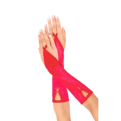 Rękawiczki długie SOFTLINE COLLECTION – Satin Glam 7710, satynowe, koronkowe wykończenie