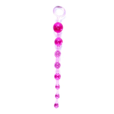 Kulki analne Jelly Beads TPR, 10 sztuk, średnica 1,2-2,8 cm, długość 29 cm