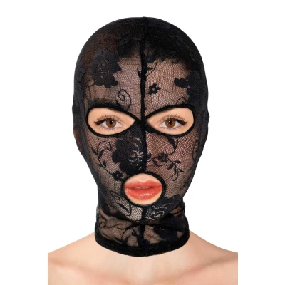 Maska Fetyszowa - Fetish Tentation, 100% poliester, koronkowe wzory, regulowany rozmiar
