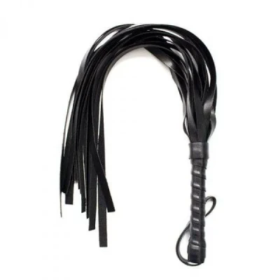 Pejcz - flogger skórzany Fetish Art, frędzle cat-o'-nine-tails, czarny
