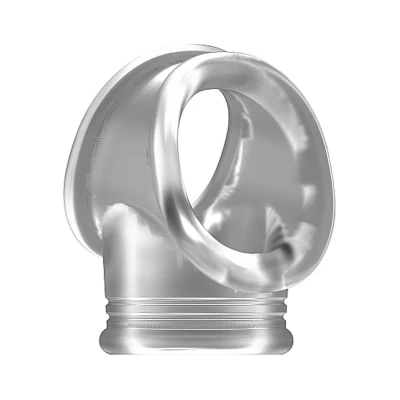 Pierścień na penisa No.48 - Twarda erekcja, przezroczysty, z paskiem na jądra