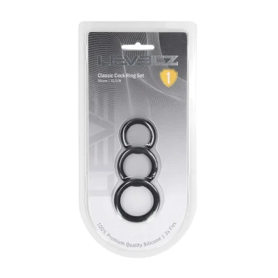 Pierścień erekcyjny LEVELZ – Zestaw 3 szt. XS/S/M, silikon, elastyczny, czarny