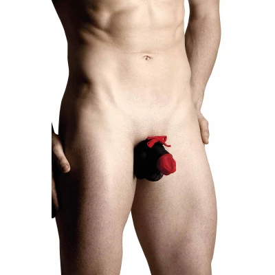 Sakiewka męska SOFTLINE COLLECTION 4495 - czarno-czerwona, elastyczna, stylowa