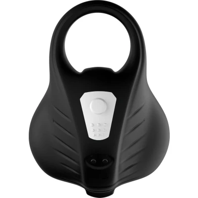 Pierścień na penisa Ranger Black, 9 trybów wibracji, wodoodporny, silikonowy