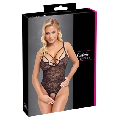 Body koronkowe COTTELLI LINGERIE, regulowane ramiączka, srebrne pierścienie, zmysłowe wycięcia