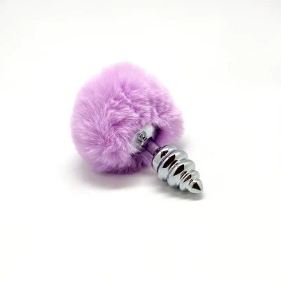 Korek analny S z metalu Fluffy Twist, średnica 2,8 cm, wodoodporny IPX8