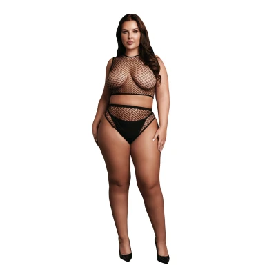 Zestaw bielizny: LE DESIRE, crop top i majteczki, elastyczny nylon 92%, rozmiary XL-4XL