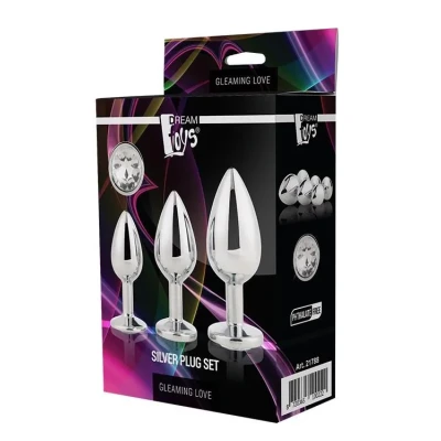 Zatyczki analne Gleaming Love - Aluminium, 3 rozmiary, z kamieniami szlachetnymi