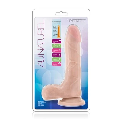 Dildo AU NATUREL 8.5 INCH, TPE, przyssawka, realistyczna faktura żylasta
