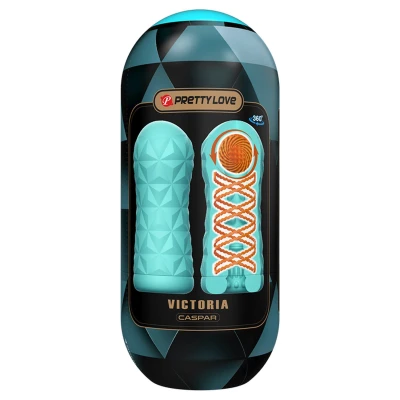 Masturbator przezroczysty PRETTY LOVE VICTORIA, TPR/ABS, wirująca cewka, stymulująca kula