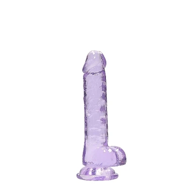 Dildo REALROCK CRYSTAL CLEAR 7" z jądrami, TPE, wodoodporny, fsk i lateks-free