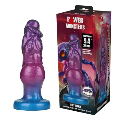 Dildo - Power Monsters Rift Titan - 24 cm, silikonowy, z regulowanym wypełnieniem
