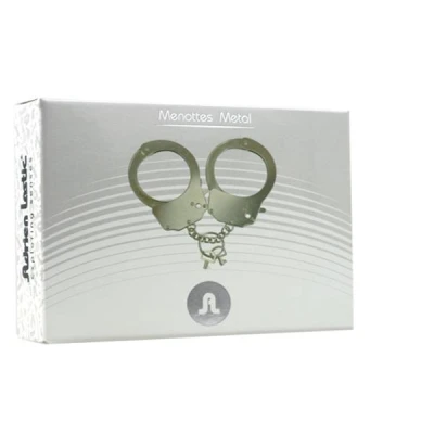 Kajdanki metalowe regulowane z kluczykiem, długość łańcucha 5 cm, zabawka erotyczna