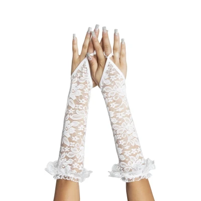 Rękawiczki Koronkowe SOFTLINE COLLECTION - Białe, Eleganckie, S/L