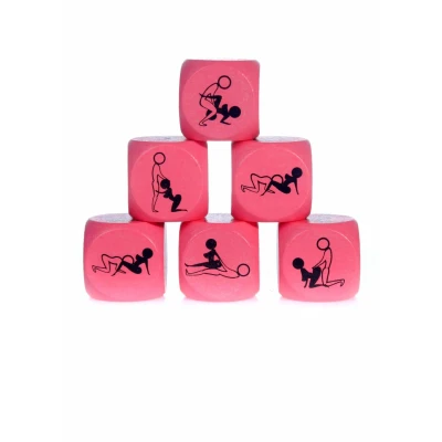 Gra Erotyczna w Kości - Kostka Miłości 25mm Różowa, 6 Pozycji Miłosnych