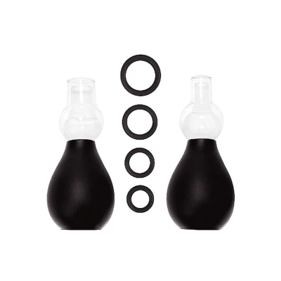 Zestaw do wzmocnienia sutków - Pompy: 2, Pierścienie: 4, Materiał: ABS i Guma