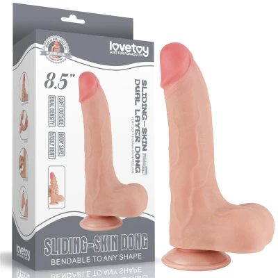 Dildo Realistyczne TPE 8.5", Podwójna gęstość, Przyssawka, Wyginane