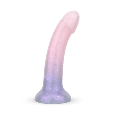 Dildo - Mermaid Ombre, Żelowe, 17 cm, Pastelowe Kolory, Brokatowe Detale