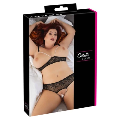 Bielizna koronkowa COTTELLI LINGERIE Pearl Black Zestaw 2XL, regulowane ramiączka, zmysłowy styl