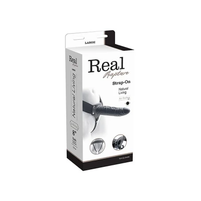 Wibrator strap-on Real Rapture 8, długość 22.5 cm, wibracje, regulowane paski