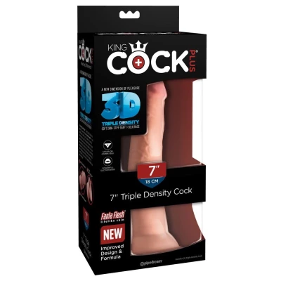 Dildo King Cock Plus 7" - Triple Density, Twardy Rdzeń, Miękka Powierzchnia