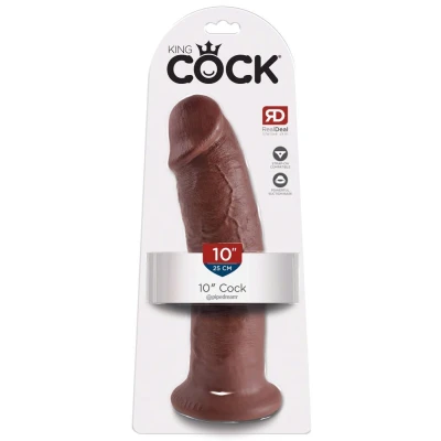 Dildo realistyczne King Cock 10" Brown – PVC, 25,4 cm długości, Ø 6,1 cm