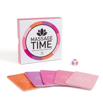 Gra towarzyska „Massage Time” – zestaw dla par, 50 kart, kostka, instrukcje