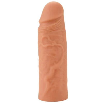 Nakładka na penis INFERNO, płynny silikon, 15 cm długości, średnica 4 cm