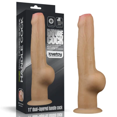 Dildo Love Toy Dual-layerowy silikon, uchwyt, przyssawka 7,9 cm, długość 28 cm