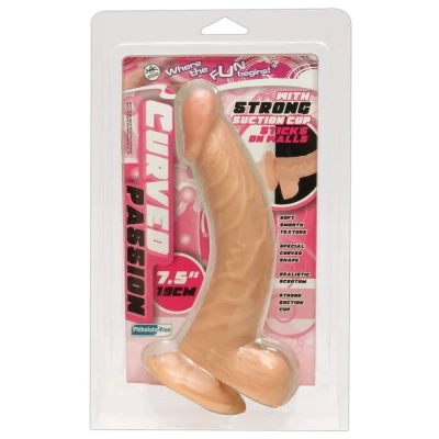 Dildo Curved Passion 19 cm, PVC, anatomiczna krzywizna, elastyczna średnica 2,5-4,2 cm