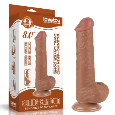 Dildo realistyczne 8'', podwójna gęstość, TPE, miękka skóra, przyssawka